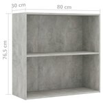 vidaXL Bibliothèque à 2 niveaux Gris béton 80x30x76 5 cm Aggloméré