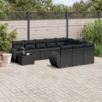 vidaXL Salon de jardin 11 Pièces avec coussins noir résine tressée