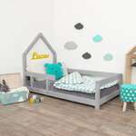 Lit cabane enfant POPPI 120 x 190 gris clair 2