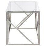 vidaXL Table basse argenté acier inoxydable et verre trempé