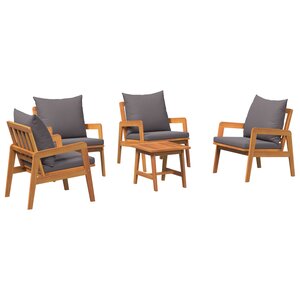 Ensemble Bistro 5 pièces avec coussins en bois d'acacia