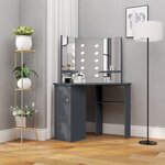 vidaXL Coiffeuse d'angle avec LED Gris 111x54x141 5 cm