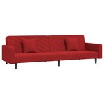vidaXL Canapé-lit à 2 places et deux oreillers Rouge bordeaux Velours