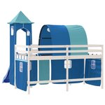 vidaXL Lit mezzanine enfants avec tour bleu 90x200 cm bois pin massif