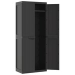 vidaXL Armoire de rangement d'extérieur noir 65x37x165 cm PP