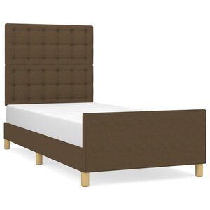 vidaXL Cadre de lit avec tête de lit marron foncé 100x200 cm Tissu