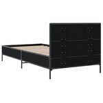 vidaXL Cadre de lit noir 75x190 cm bois d'ingénierie et métal