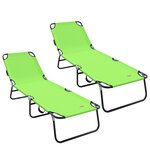 vidaXL Chaise longue pliante 2 Pièces portable verte en tissu Oxford 600D