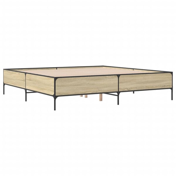 vidaXL Cadre de lit chêne sonoma 200x200 cm bois d'ingénierie et métal