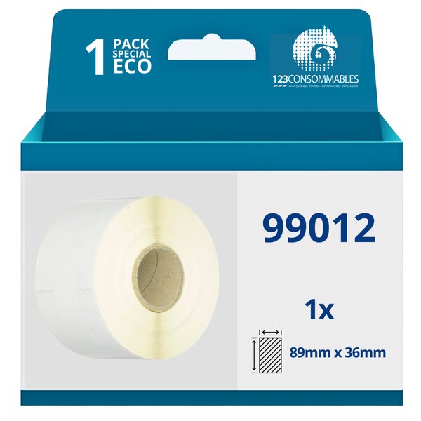 123CONSOMMABLES - Rouleau Etiquettes compatibles avec DYMO LABELWRITER 99012-89 x 36 mm - 260 étiquettes