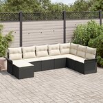 vidaXL Ensemble de Canapé de Jardin 8 Pièces avec Coussins Rattan Poly Noir