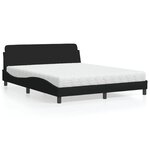 vidaXL Lit avec matelas noir 160x200 cm tissu