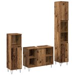 vidaXL Meubles de salle de bain 3 pièces en bois ancien et stratifié