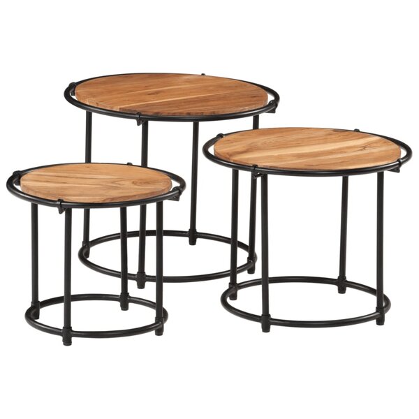vidaXL Tables gigognes 3 Pièces bois massif d'acacia