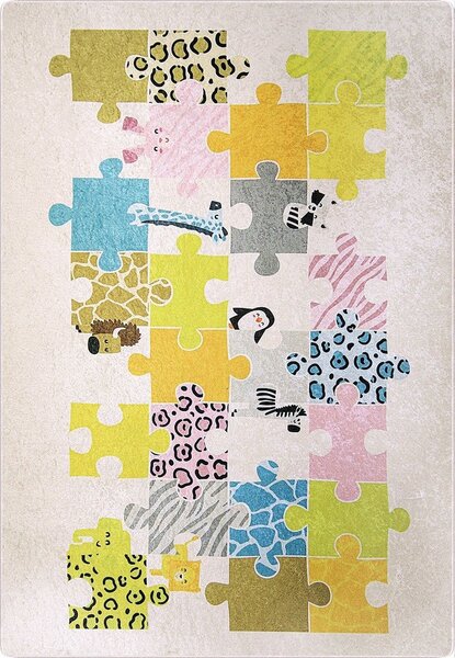 Tapis enfant Puzzle 120 x 160 cm - Beige