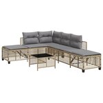 vidaXL Salon de jardin d'angle avec coussins 3Pièces mélange beige rotin