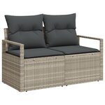 Canapé de Jardin 9 Pièces avec Coussins Gris Clair Poly Rattan