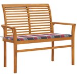 vidaXL Banc de jardin avec coussin à carreaux rouge 112 cm Teck massif