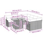 Ensemble de Canapés de Jardin 9 Pièces avec Coussins Noir Poly Rattan Acacia