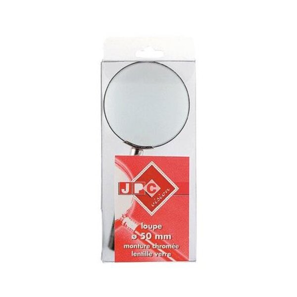 Loupe verre Diamètre 50mm entourage chrome Grossit 3 fois JPC