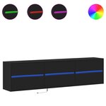 vidaXL Meuble TV mural avec LED noir 180x31x45 cm