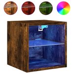 vidaXL Meubles TV muraux et lumières LED 2Pièces chêne fumé 30x28 5x30 cm