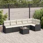 Ensemble de Canapés de Jardin de 6 pièces avec Coussins Rattan Polyéthylène Marron