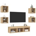 vidaXL Unités murales TV avec LED 7 Pièces chêne sonoma bois d'ingénierie