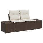 vidaXL Ensemble de canapé de jardin 7 pièces avec coussins marron en poly rotin
