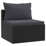 vidaXL Salon de jardin 7 Pièces avec coussins Résine tressée Noir
