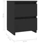 vidaXL Tables de chevet 2 Pièces Noir 30x30x40 cm Bois d'ingénierie