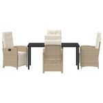 vidaXL Ensemble de salle à manger de jardin 5 pièces avec coussins en rotin synthétique beige