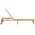 vidaXL Chaise longue avec coussins crème en bois massif d'acacia
