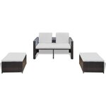 Salon de jardin meuble d'extérieur ensemble de mobilier 4 pièces avec coussins résine tressée marron 02_0016187