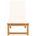 vidaXL Chaise longue avec coussins crème en bois massif d'acacia