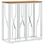 vidaXL Table console argenté acier inoxydable et bois massif d'acacia