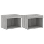vidaXL Tables de chevet murales avec lumières LED 2 Pièces sonoma gris