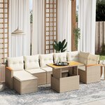 vidaXL Salon de jardin avec coussins 8 Pièces beige résine tressée
