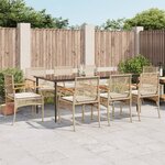 vidaXL Ensemble à manger de jardin et coussins 9 Pièces beige Poly rotin
