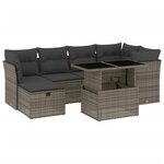 vidaXL Salon de jardin avec coussins 7 Pièces gris résine tressée