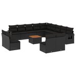 vidaXL Salon de jardin avec coussins 14 Pièces noir résine tressée