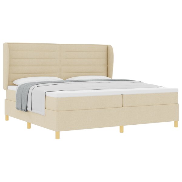 vidaXL Matelas avec cadre crème 200x200 cm tissu