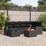 Ensemble de Canapés de Jardin vidaXL 7 pièces avec Coussins Noir Poly Rattan