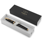 PARKER IM Stylo roller  Noir  Recharge noire pointe fine  Coffret cadeau