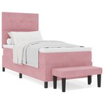 vidaXL Lit à Ressorts avec Matelas & Banc Rose 90x200 cm Velours