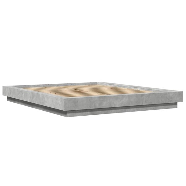vidaXL Cadre de lit avec lumières LED gris béton 160x200 cm