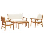 Ensemble de canapé de jardin 4 pièces avec coussins en bois d'acacia