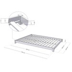 Lit double TATAMI 200 x 200 naturel et blanc