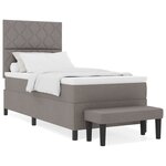 vidaXL Lit à sommier tapissier avec matelas et banc taupe 90x190 cm en tissu