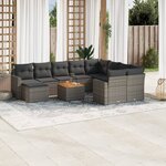 vidaXL Salon de jardin 11 Pièces avec coussins gris résine tressée